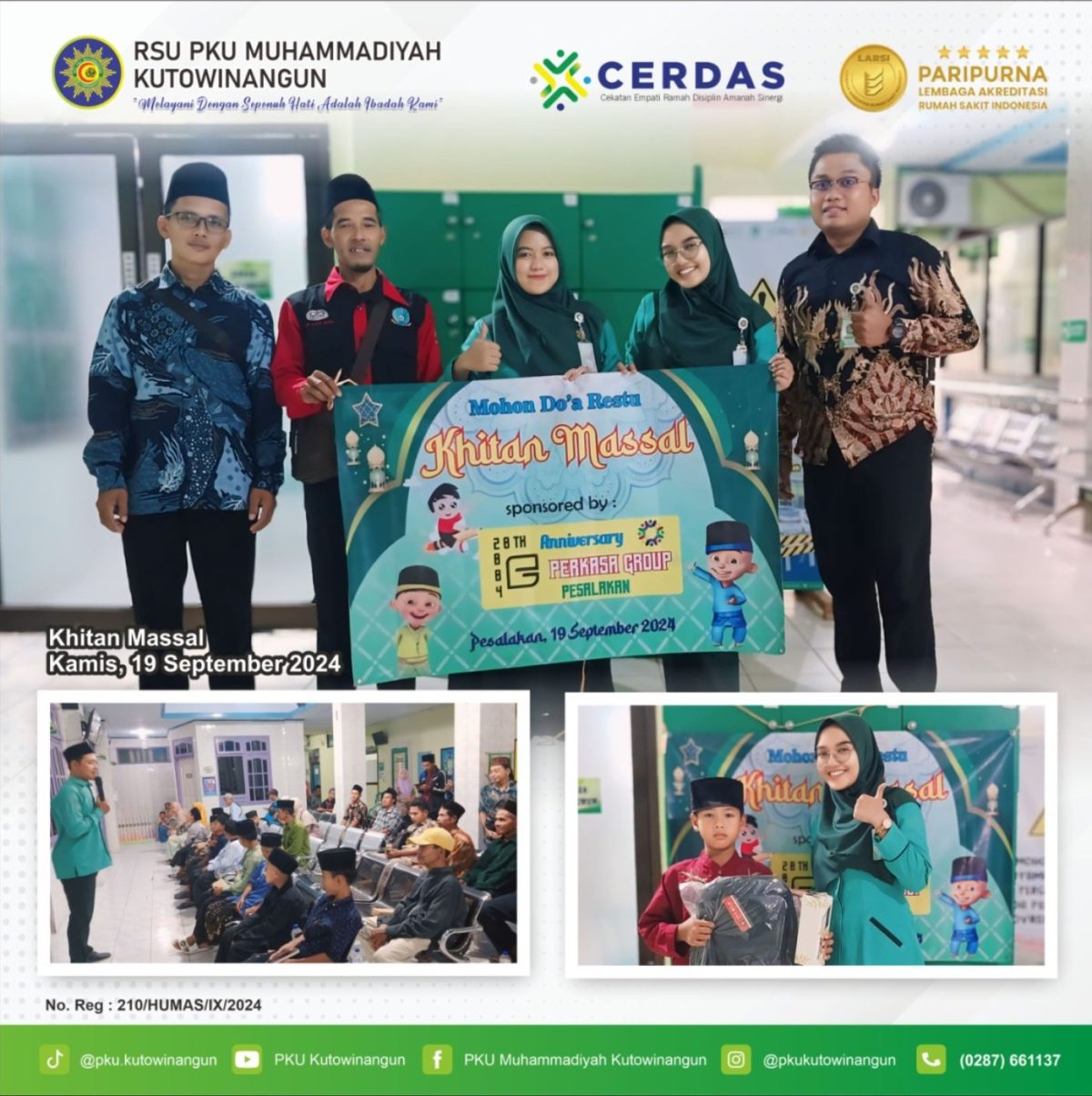 19 September 2024, Kerja Sama Khitan Massal RSU PKU Muhammadiyah Kutowinangun dengan Perkasa Group Pesalakan
