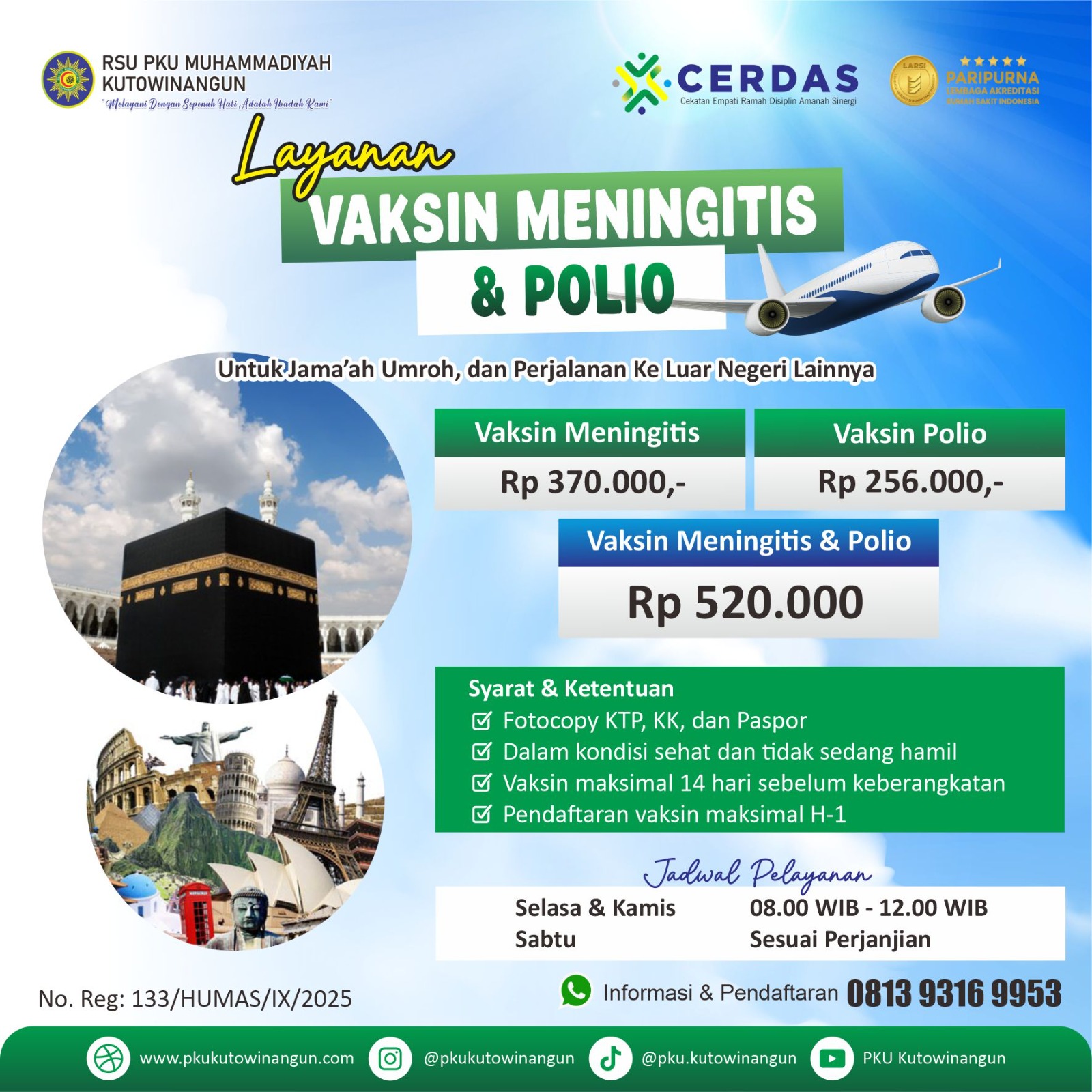 Layanan Baru: Vaksinasi Meningitis & Polio di RSU PKU Muhammadiyah Kutowinangun Layanan Baru: Vaksinasi Meningitis & Polio di RSU PKU Muhammadiyah Kutowinangun