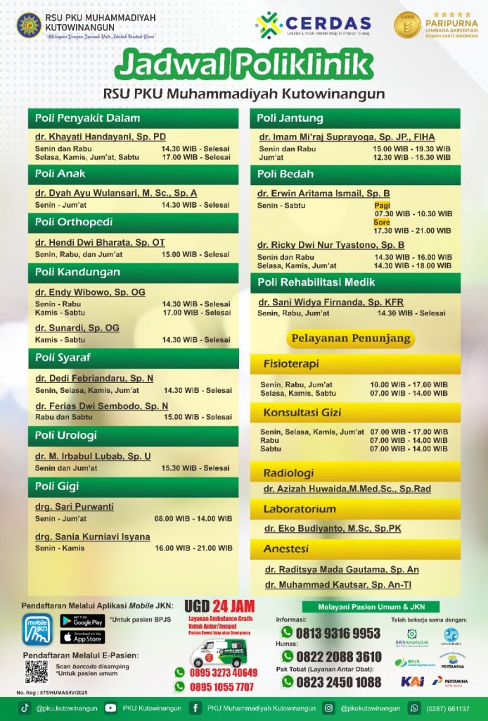 jadwal poliklinik pku kutowinangun 2