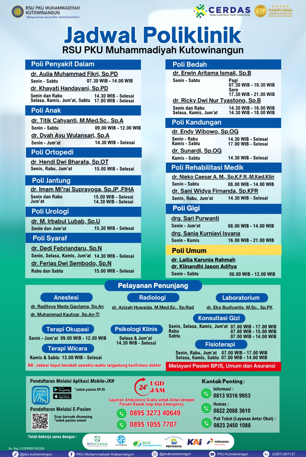 jadwal poliklinik pku kutowinangun 3