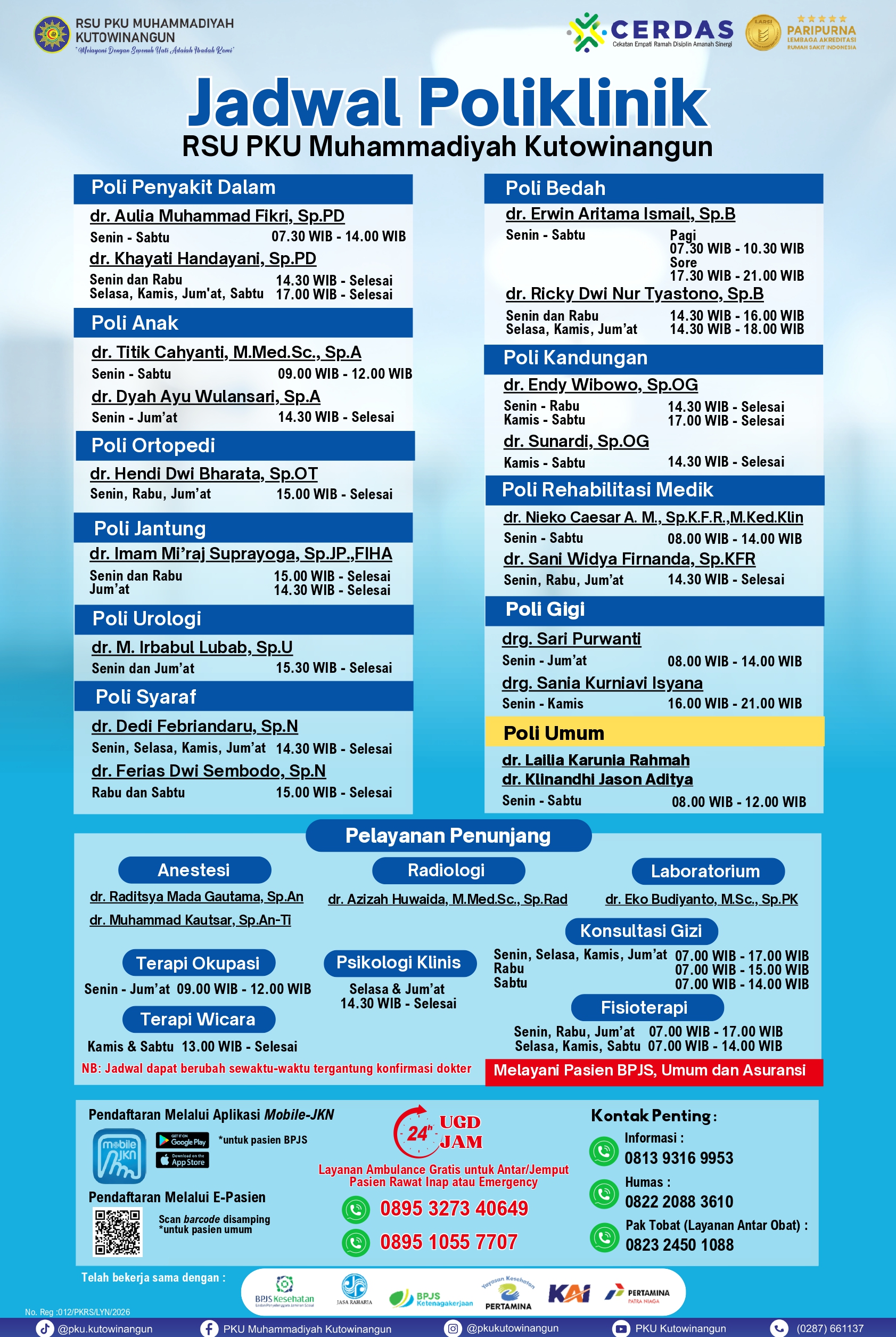 Jadwal Poliklinik 4 rumah sakit yang menerima BPJS di Kebumen